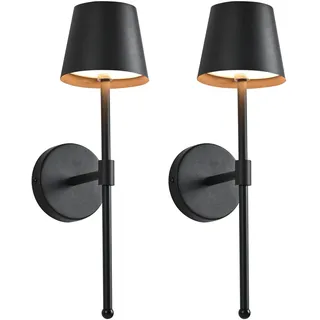 Zoeger 2 Stück kabellose Wandleuchten Innen/Außen Wandlampe, LED kabellose Wand-Leselampe Stufenlose Dimmbeleuchtung für Wohnzimmer, Schlafzimmer, Flur, Badezimmer, Videowand, Außenbereich.