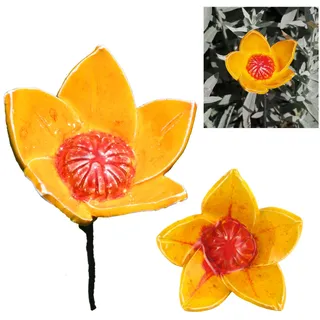 Midene Gartenstecker Keramik Handgefertigt - Gartendeko für Draußen Wetterfest - Garten Deko Keramik - Blume Gartenfiguren & Gartenstatuen - Blume