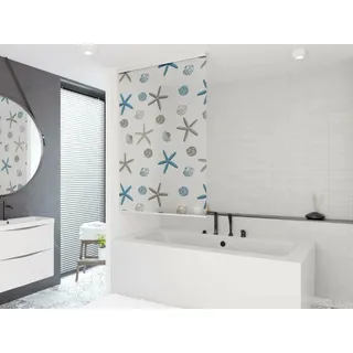 KS Handel 24 HALB-Kassetten DUSCHROLLO PEVA 120 Breite x 240 Höhe cm ** EXTRA SCHMAL ** Modell Oceanic Weiss BLAU BRAUN! Shower Rollo Curtain!