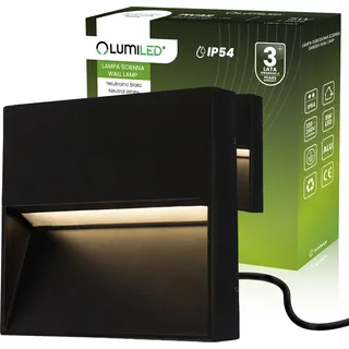 LUMILED Außenwandleuchte 5W Modern 230V 4000 K neutralweiß Wandlampe Außenlampe Wandleuchte Hartglas Aluminium Schwarz IP54 Wasserdicht Outdoor Außen Garten Gartenlampe - Schwarz