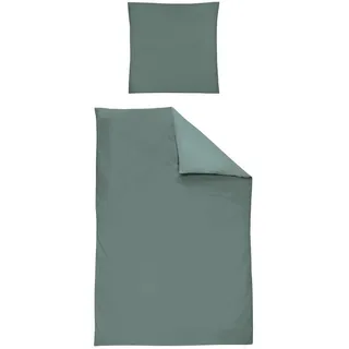 IRISETTE Premium Satin Bettwäsche Paris unifarben Grün 135 x 200 cm + 40 x 80 cm