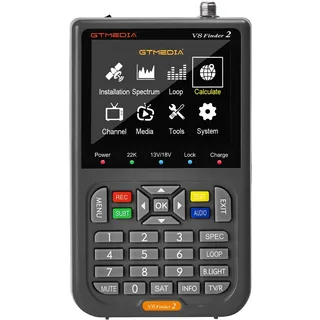 GT Media V8 FINDER2 Digitaler Satellitenfinder und Signalmessgerät DVB-S/S2 H.264 HD 1080P mit 7,4 V/4000 mAh 3,5 Zoll-LCD-Display, ideal für Satellitenantennen-Einstellungen