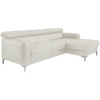 Livetastic Ecksofa , Weiß , Leder , Echtleder , Rindleder , Ottomane rechts, L-Form , 226x169 cm , Made in Eu , seitenverkehrt erhältlich, Armteil links, Armteil rechts , Wohnzimmer, Sofas & Couches, Wohnlandschaften, Ecksofas