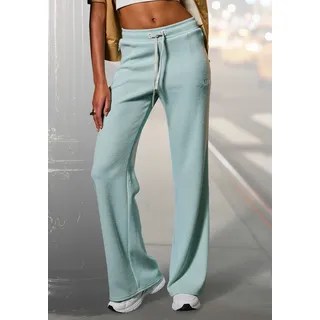 Loungepants FRENCH CONNECTION, Damen, Gr. 44/46, N-Gr, grün (mint), Obermaterial: 78% Polyester, 19% Viskose, 3% Elasthan, unifarben, bequem lang, Hosen Loungepants, in gerippter Strickoptik