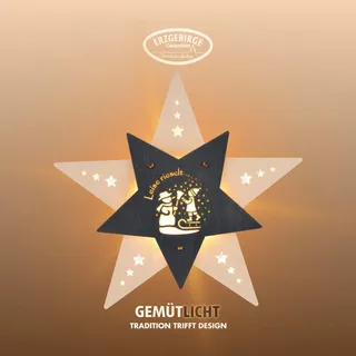 Weigla Dekostern »LED Leise rieselt der Schnee, Fensterbild, WEIẞ-GRAU, Made in Germany« Erzgebirge garantiert, Weihnachtsdeko Innen, Weihnachtsbeleuchtung, grau