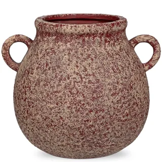 Ruastic Keramikvase Handgemachte mit Griffen Vintage Terrakotta-Vase Tischvase aus Keramik für Deko Wohnzimmer Home Office, Vase für Pampasgras, Rustikales Antikes Dekor, Hohe 20cm