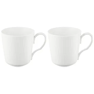 Royal Copenhagen White Fluted Mega 2er Tassen-Set mit Henkel aus Porzellan in der Farbe Weiß 28cl, 1017377