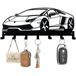 GOSLYLY Schlüsselhaken für die Wand,Schlüsselhalter aus Metall, Metall-Schlüssel-Organizer Wand dekorativ mit 7Haken für Eingang für Eingang, Haustür, Flur, Küche, Büro Schlüssel aufbewahrung (Auto)