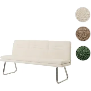 Sitzbank HWC-H70, Esszimmerbank Bank Polsterbank, Lehne Stoff/Textil Bouclé Edelstahl gebürstet 180c