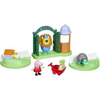 Peppa Pig Toys Peppa's Day at The Zoo Spielset Spielzeug für Vorschulkinder, 2 Figuren und 6 thematische Accessoires