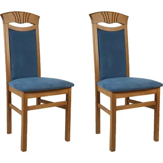 Home affaire Esszimmerstuhl »Franz« (Set) 2 Stk.strapazierfähige Microfaser, Gestell Buche natur oder weiß, Holzstuhl, blau