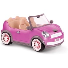 Lori LO37064Z Cabrio in pink, Zubehör für Puppe 15cm, Puppenauto, Fahrzeug, Mini Cooper, weiß, rosa, 4 Sitzer, Cabriolet, Auto Fahren, mobil, unterwegs, Mehrfarbig