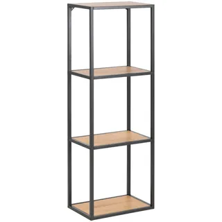 Mid.you Wandregal , Schwarz, Eichefarben , Metall, Holzwerkstoff , 3 Fächer , 37x108x24 cm , Beimöbel erhältlich , Holzmöbel, Holzregale, Wandregale Holz