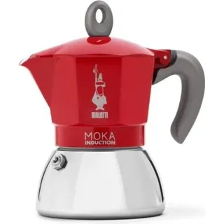 Moka Induction 4 Tassen rot/silber