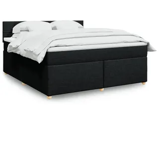 vidaXL Boxspringbett mit Matratze Schwarz 180x200 cm Stoff - Schwarz
