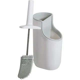 Addis Premium WC-Bürste & Aufbewahrungsstation Set mit tiefenreinigender, Flexibler Silikon-WC-Bürste mit rutschfestem langem Griff und Anti-Verstopfungs-Borsten