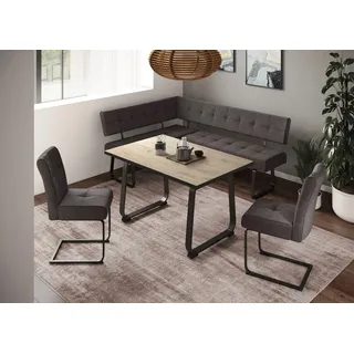 Hela Essgruppe »RUHR«, (4 tlg.), Kufentisch 140x90 cm, Schwingstuhl und Bank mit Federkorb, Komfortsitz, braun