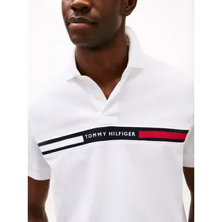 Tommy Hilfiger Herren, Poloshirt Kurzarm Chest Insert regular fit, weiß, (White), L,