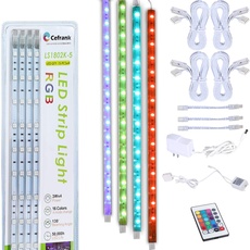 Cefrank Vitrinenbeleuchtung, 4x RGB Erweiterbare LED Lichtleisten 40cm - Küchen Unterbauleuchten Set - EU-Stecker - Fernbedienung, Mehrfarbig