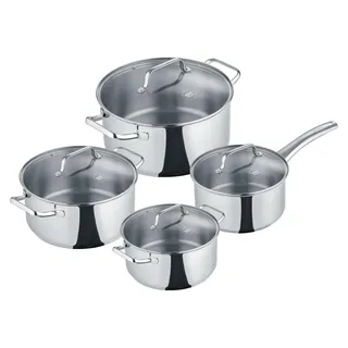 Berndes b.urban Edelstahl Topfset 4-teilig mit Glasdeckeln, Kochtopf 16/20/24 + Stieltopf