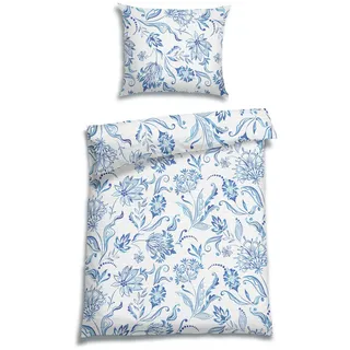 Florella Bettwäsche , Blau , Textil , Vintage , 140x200 cm , Oeko-Tex® Standard 100, Oeko-Tex® Made IN Green , bügelfrei, pflegeleicht, atmungsaktiv, hautfreundlich, schadstoffgeprüft , Heimtextilien, Bettwäsche & Leintücher, Bettwäsche, Seersucker-Bettwäsche