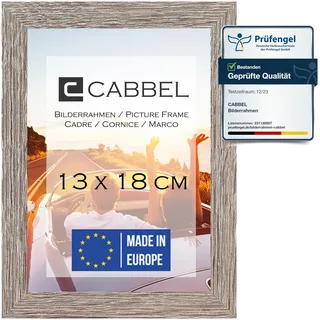 CABBEL Bilderrahmen 13x18 cm, Eiche Dunkel, stabiles MDF-Holz Rahmen, bruchsicherem Plexi-Glas, zum Aufhängen & Aufstellen, ideal für Fotos/Bilder/Collage