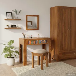 vidaXL Schminktisch Braun 90 x 45 x 75 cm Massivholz Akazie - Braun