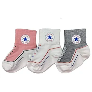 Converse Infant Toddler Socks 3 Pack (Pink(NC0172-AB5)/White/Grey 12-24 Months)