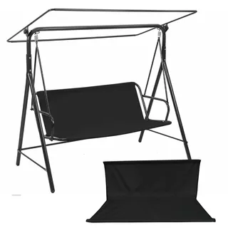 Ersatz-Schaukelsitzbezug, Abdeckung für die Sitze der Hollywoodschaukel, wasserdichte Sitzbezug, Stuhlbezug Terrassenschaukelkissen für Gartenschaukel, Hof, Balkon (148 x 50 x 50 cm, Schwarz)