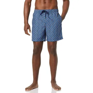 Amazon Essentials Herren Badehose, Schnell Trocknend, 18 cm - Auslauffarben, Blau Seepferdchen, L