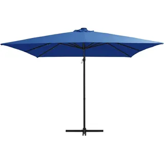 vidaXL Ampelschirm mit LED-Beleuchtung Stahl-Mast 250x250 cm Azurblau - Blau