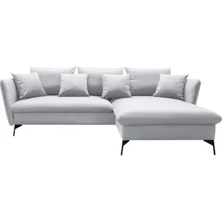 OTTO home Ecksofa »LIVORNO,258 cm, L-Form,« Schlaffunktion u. Bettkasten (139/224cm), Samt, Struktur, Webstoff, grau
