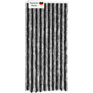 Lemodo Türvorhang Wohnwagen, Flauschvorhang 90x200 cm, Camping Vorhang als Fliegengitter für die Tür, Insektenvorhang, optisch attraktiver Fliegenschutz (anthrazit/schwarz)