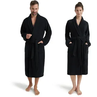 MÖVE Homewear Schalkragenmantel Basic aus 100% Baumwolle, Größe S, black