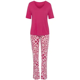 s.Oliver Damen Pyjama magenta-ecru gemustert Gr.32/34