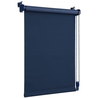 OBdeco Verdunkelungsrollo Thermorollo 70x160cm (Stoffbreite 66 cm) Dunkelblau ohne Bohren mit gleichfarbige Beschichtung Oeko-TEX Standard 100 Sichtschutz Sonnenschutz für Fenster & Tür