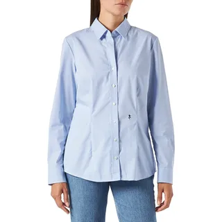 Seidensticker Damen Women Slim Longsleeve Cotton Bluse, Hellblau Karo(080619), 44 EU
