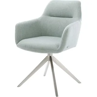 DeLife Drehstuhl Pejo-Flex Stripes Mint Kreuzgestell breit Edelstahl 360° drehbar Wippfunktion, Esszimmerstühle