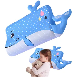 Nzkeuf Schlummerkids Kissen, 45X27cm Calmly Kinderkissen, Kinderkopfkissen, Tiere Memory kopfkissen Kinder, Ergonomisches Atmungsaktiv und Hautfreundlich für weiche Träume (Wal)