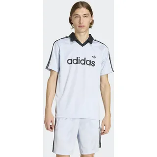 T-Shirt ADIDAS ORIGINALS "ARCHIVE COLLAR ENGINEERED TRIKOT", Herren, Gr. L, weiß (crystal sky), Obermaterial: 100% Polyester, V-Ausschnitt, Shirts T-Shirt, mit V-Ausschnitt, ohne Verschluss, sportlicher Stil, für Erwachsene