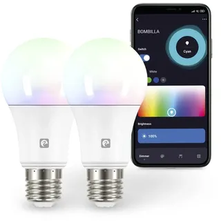 Garza - 2 Pack Wifi Smart LED Bulb Standard A60, 11W (entspricht 75W Glühbirne), E27, RGB + CCT, dimmbar, programmierbar, Sprach- und App-Steuerung, Alexa/Google, WiFi 2.4GHz