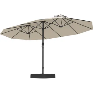 COSTWAY Doppelsonnenschirm UPF 50+ mit Ständer 443x263cm, Sonnenschirm mit Kurbel, Gartenschirm Terrassenschirm Marktschirm Groß XXL Beige - Beige