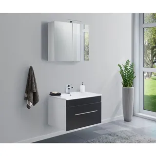 Posseik Badmöbel-Set Viva 75 cm Schwarz Seidenglanz 2-teilig