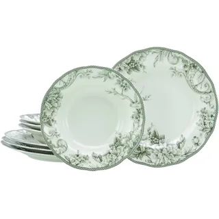 Tafelservice CREATABLE "Adelaide, Service 8-tlg.", grün, 8, Porzellan, Geschirr-Sets, Tafelservice, Teller Set, Nostalgischer Vintage Dekor, Elegante Form
