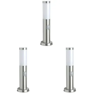 Smartwares Gartenleuchte – Edelstahl – Bewegungsmelder – E27-Sockel – 45 cm (Packung mit 3)