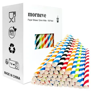 Bubble Tea Strohhalme Papier Boba Strohhalm 12mm Extra Breit für Popping Boba Fruchtperlen Smoothies Milchshake Jumbo Tapioka Perlen Slushies Einweg Trinkhalme BPA-frei, Bunt 100 Stück