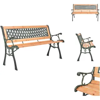 vidaXL Gartenbank 116 cm Gusseisen und Massivholz Tanne - Gartenbänke - Braun