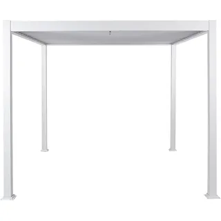 BELIANI Garten Pergola Weiß Aluminium mit Lamellendach Freistehend Wasserdicht Quadratisch Sonnenschutz Gartenausstattung Garten Terrasse Pavillon - Weiß