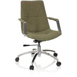 hjh OFFICE 670986 Drehstuhl SARANTO II Stoff Khaki moderner Sessel im Retro-Look mit Rollen, höhenverstellbar
