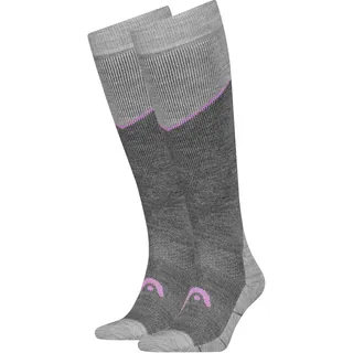 Socken HEAD, Damen, Gr. 39-42, grau (light grau melange, lila), Materialmix, unifarben mit Farbeinsatz, Socken Socken, mit ergonomischer Passform